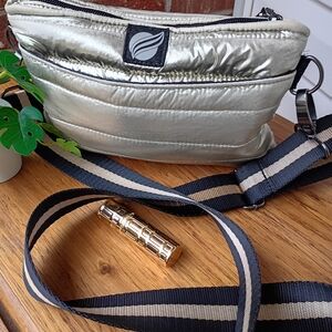 THINK ROYLYN NWT ROSE GOLD METALLIC QUILTED PUFFER BUM BAG CROSSBODY/WAIST BAG